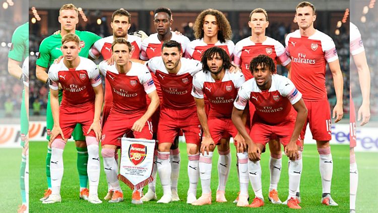 Skuat Arsenal saat melawan Qarabag di Liga Europa, Kamis (04/10/18). Copyright: © Getty Images