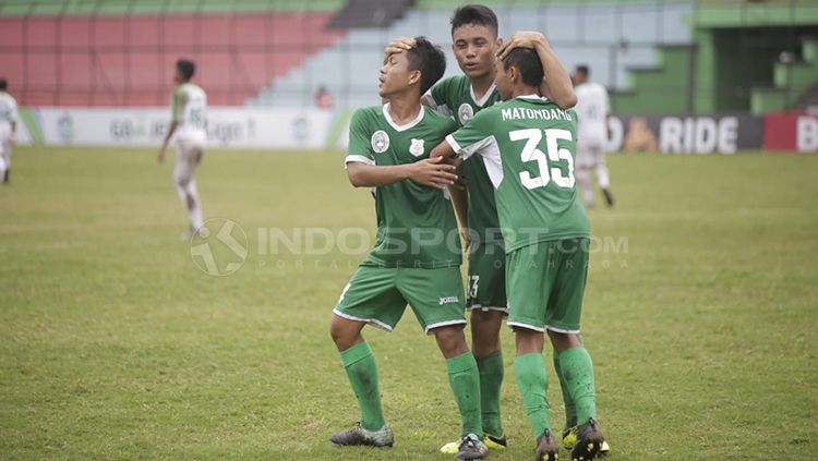 Aksi selebrasi pemain PSMS Medan U16. Copyright: © Kesuma Ramadhan/INDOSPORT