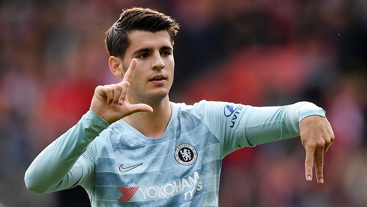 Alvaro Morata berselebrasi usai mencetak gol ke gawang Southampton. Copyright: © Getty Images