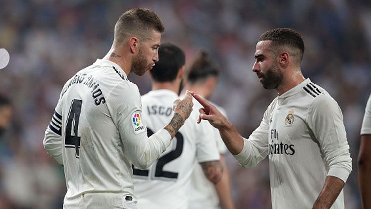 Sergio Ramos (kiri)  dan Dani Carvajal, dua bek Real Madrid. Copyright: © Getty Images