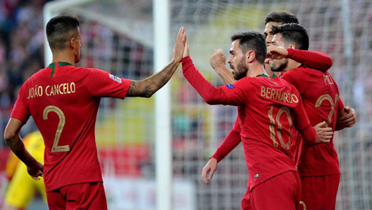 Selebrasi para pemain Portugal. Copyright: © Getty Images