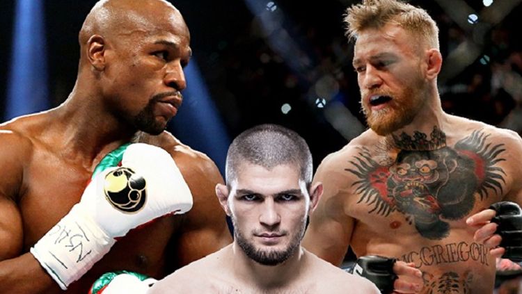 Khabib Nurmagomedov, Conor McGregor, dan Floyd Myweather. Copyright: © LowKick MMA