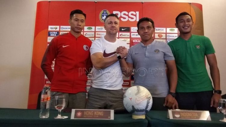 Jumpa pers Timnas Senior Indonesia vs Hong Kong jelang uji coba Piala AFF 2018. Copyright: © Zaenal Hasan/INDOSPORT