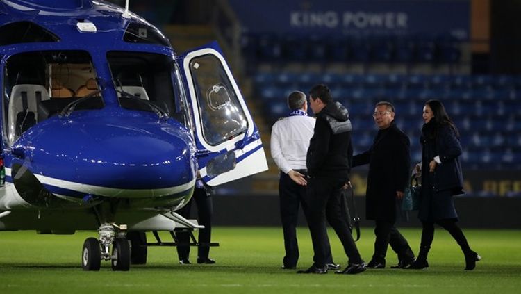 Helikopter milik bos Leicester City, Vichai Srivaddhanaprabha. Copyright: © Getty Images