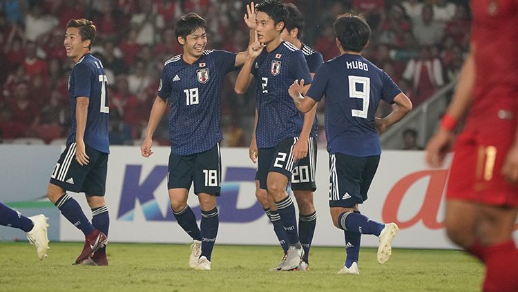 Aksi selebrasi pemain Timnas Jepang U-19. Copyright: © http://photos.the-afc.com