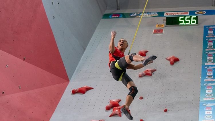 Aspar ‘Babon’ Jaelolo sukses meraih medali perak. Di babak final IFSC Climbing Worldcup di Xiamen, China. Copyright: © dok IFSC