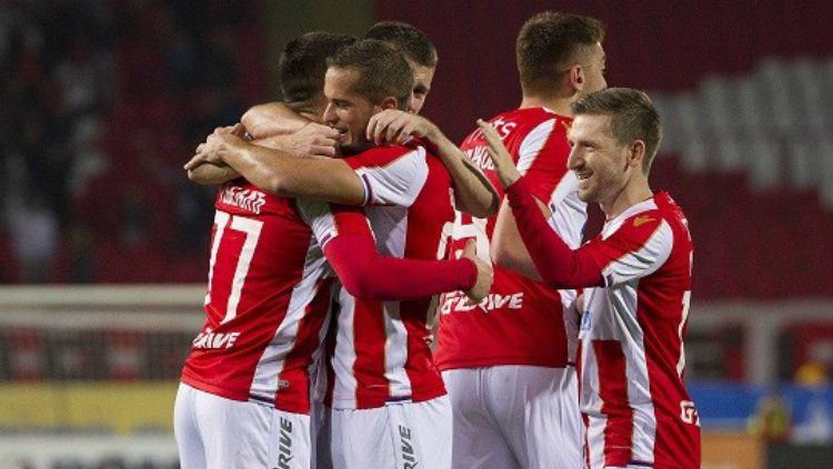 Selebrasi pemain Red Star Belgrade. Copyright: &copy; crvenazvezdafk.com