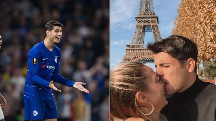 Alvaro Morata dan sang istri saat berlibur ke kota Paris Copyright: &copy; Foxsport