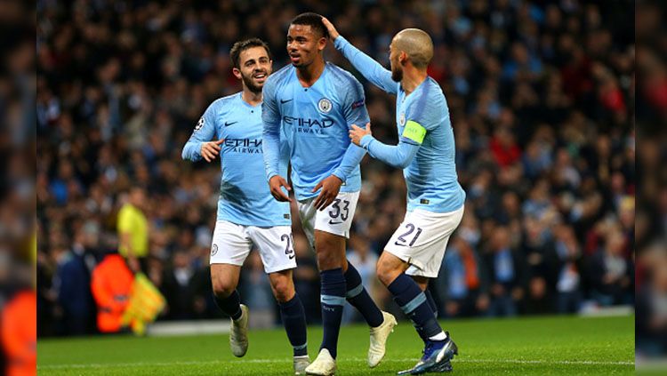 Selebrasi Pemain Manchester City, Gabriel Jesus usai mencetak gol. Copyright: © Getty Images