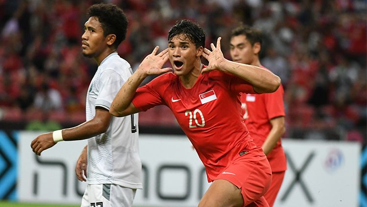 Striker Timnas Singapura, Ikhsan Fandi selebrasi Copyright: © affsuzukicup.com