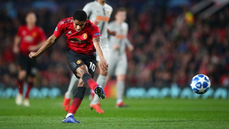 Marcus Rashford dalam pertandingan Liga Champions antara Manchester United vs Young Boys. Copyright: © Getty Images