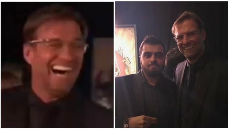 Jurgen Klopp terlihat menikmati atraksi sulap di acara yang digelar James Milner Foundation. Copyright: &copy; Liverpool Echo