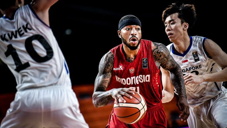 Indonesia vs Singapura di Pra kualifikasi FIBA Asia Cup. Copyright: © FIBA Asia Cup