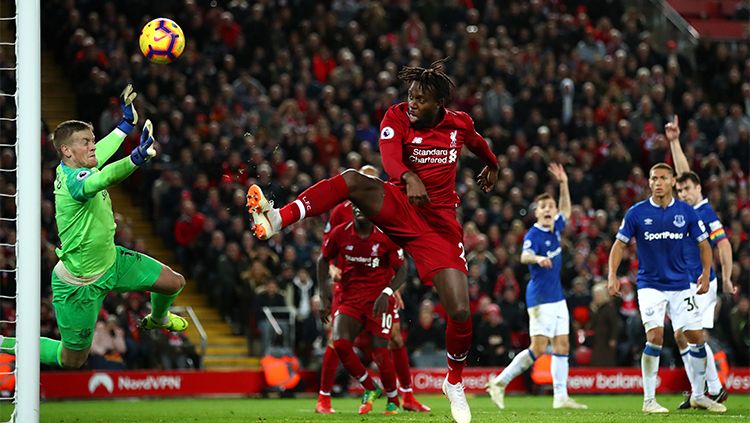 Proses terjadinya gol Origi ke gawang Pickford Copyright: © Getty Images