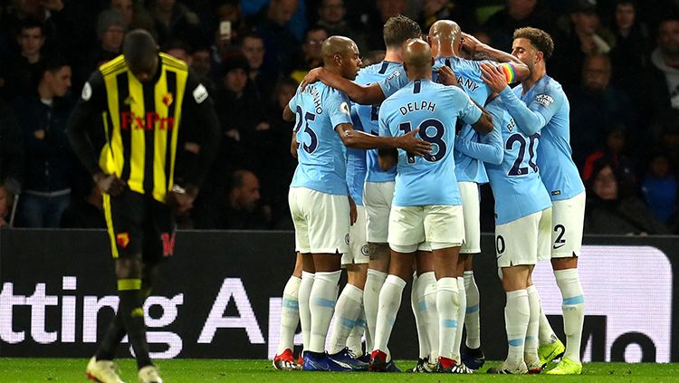 Selebrasi para pemain Manchester City. Copyright: © Getty Images