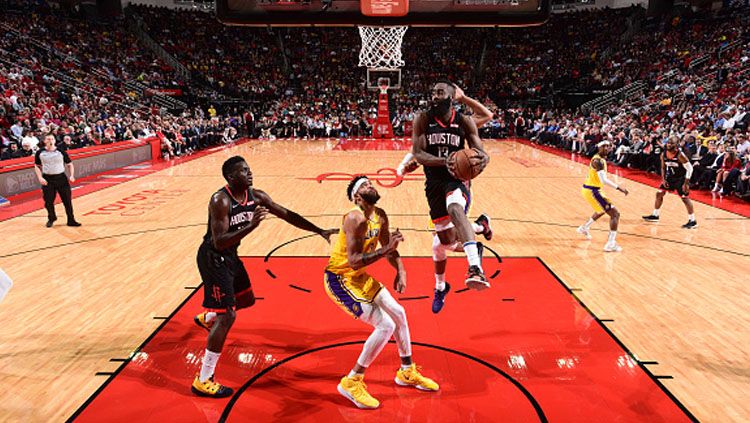Suasana pertandingan LA Lakers vs Houston Rockets. Copyright: © Getty Images