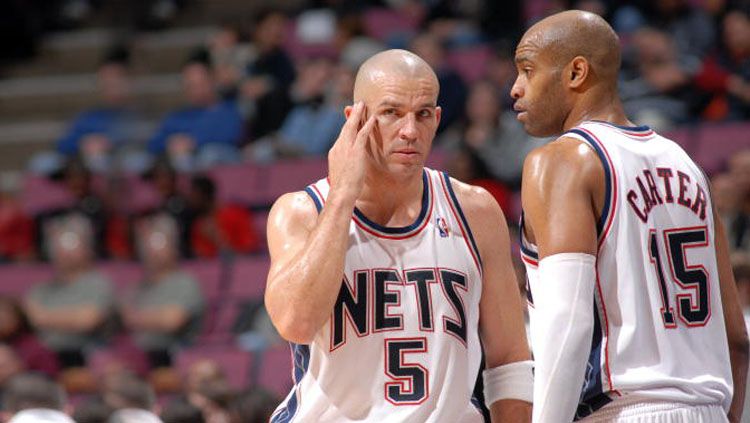 Jason Kidd (kiri) dan Vince Carter, 2 mantan pemain bintang New Jersey Nets. Copyright: © Getty Images