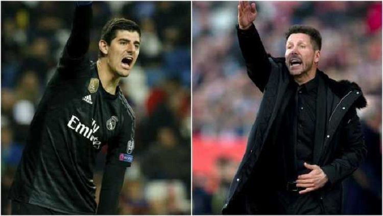 Thibaut Courtois dan Diego Simeone saling serang Copyright: © Marca