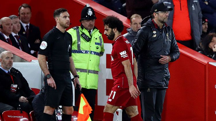 Liverpool ditahan imbang tim gurem Liga Inggris, Brighton, Jurgen Klopp bingung dengan amukan Mohamed Salah. Copyright: © Getty Images