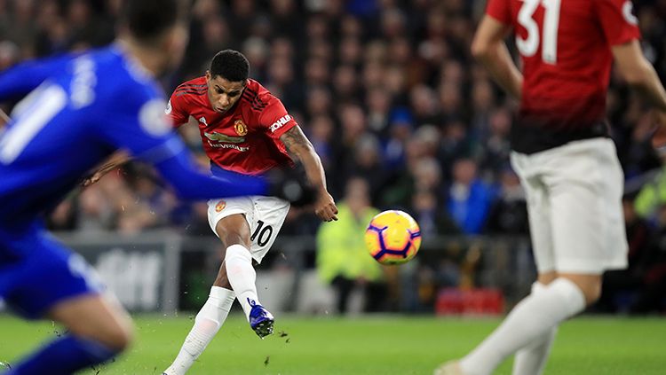 Marcus Rashford turut mencetak satu gol ke gawang Cardiff City. Copyright: © Marc Atkins/Getty Images