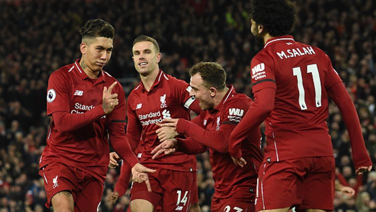 Roberto Firmino (pojok kiri) dinobatkan sebagai Lionel Messi Liverpool di Liga Inggris. Copyright: © Getty Images