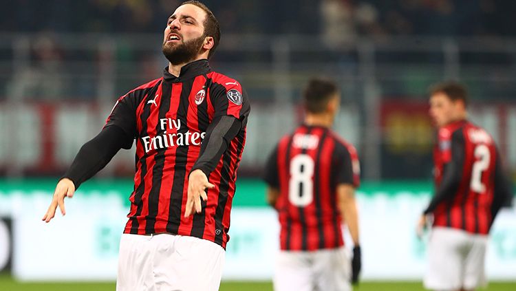 Gonzalo Higuain berselebrasi usai mencetak gol ke gawang SPAL. Copyright: © Getty Images