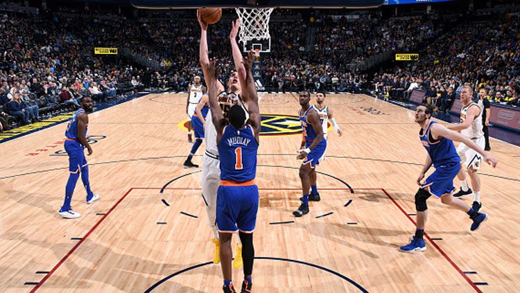 Pertandingan antara Denver Nuggets vs New York Knicks. Copyright: © Getty Images