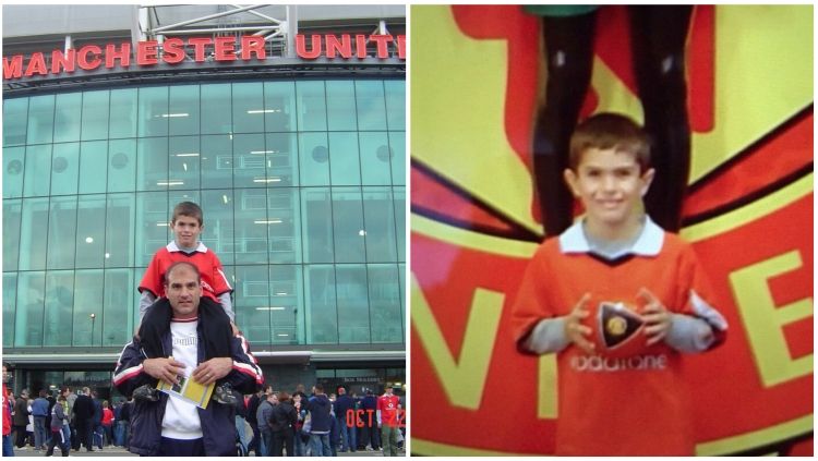 Christian Pulisic sewaktu kecil mendukung Manchester United. Copyright: © Twitter
