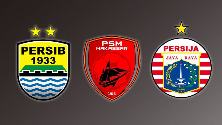 Logo PSM Makassar, Persib Bandung, dan Persija Jakarta. Copyright: © INDOSPORT