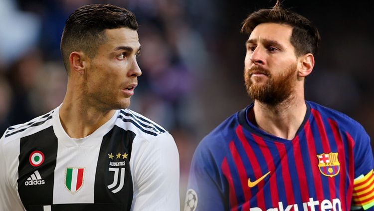 Cristiano Ronaldo vs Lionel Messi sama-sama masuk dalam daftar publik figur terkaya. Copyright: © Getty Images