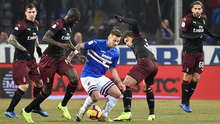Sampdoria vs AC Milan dalam ajang Coppa Italia 2018. Copyright: © Getty Images