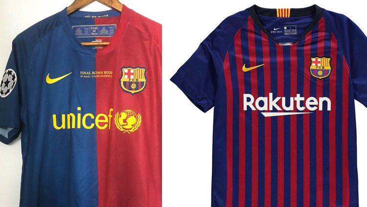 Perbedaan jersey Barcelona 2009 dan 2019 Copyright: © INDOSPORT