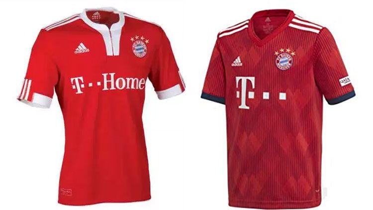 Perbedaan jersey Bayern Munchen 2009 dan 2019 Copyright: © INDOSPORT