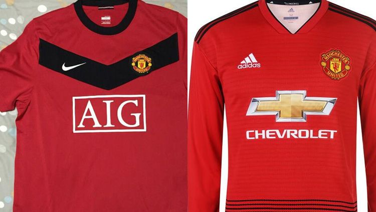 Perbedaan jersey Manchester United 2009 dan 2019 Copyright: © INDOSPORT