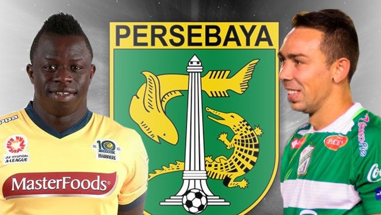 Damian Lizio dan Malick Mane logo Persebaya Copyright: © INDOSPORT
