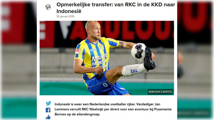 Kepindahan Jan Lammers dari RKC Waalwijk ke Borneo FC membuat heboh media massa Belanda. Copyright: © sportnieuws.nl