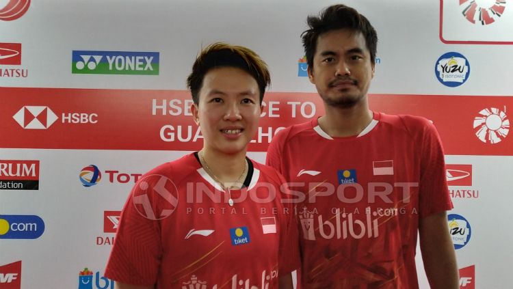 Tontowi Ahmad/Liliyana Natsir usai babak pertama Indonesia Masters 2019. Copyright: © Dimas Ramadhan Wicaksana/INDOSPORT