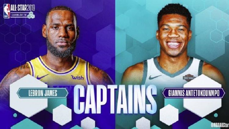 LeBron James dan Giannis Antetokounmpo jadi kapten di NBA All-Star 2019 Copyright: © NBA