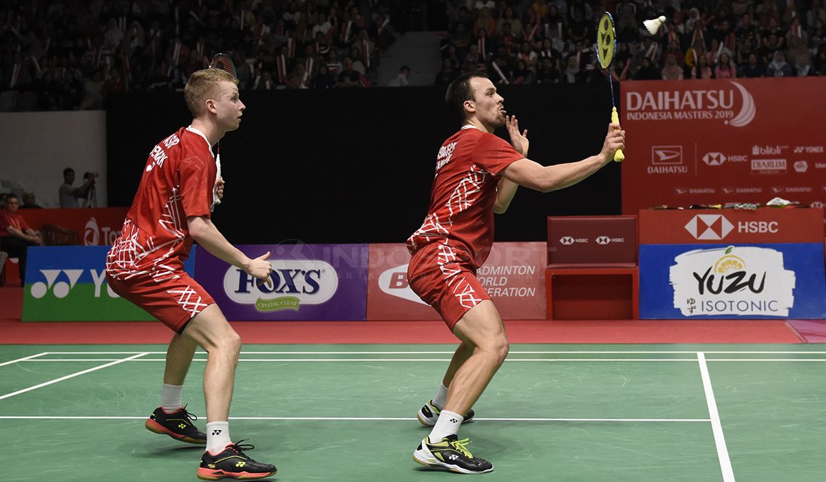 Pada World Tour Finals 2021, Kim Astrup/Anders Skaarup Rasmussen siap untuk bersaing dengan 7 ganda putra lain. Copyright: © Herry Ibrahim/INDOSPORT