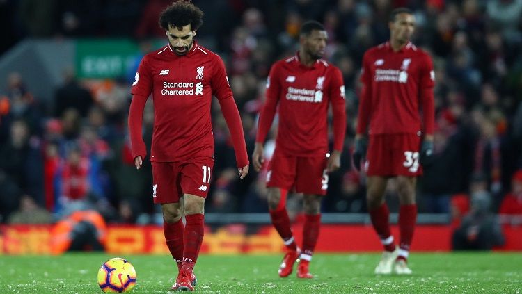 Pemain Liverpool, Mohamed Salah dan rekan setimnya. Copyright: © Getty Images
