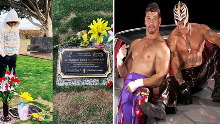 Rey Mysterio mengunjungi makam Eddie Guerrero, setelah 13 tahun sejak kematian sahabatnya. Copyright: © Sport Bible
