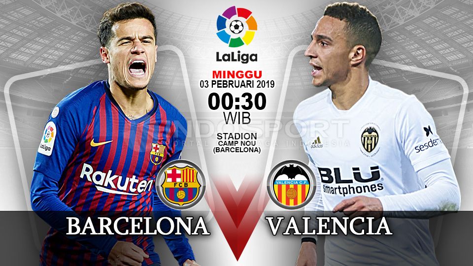 Pertandingan Barcelona vs Valencia. Copyright: © Indosport.com