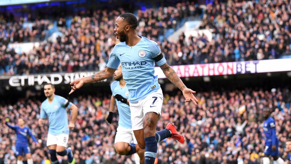 Selebrasi gol Raheem Sterling ke gawang Chelsea Copyright: © Getty Images