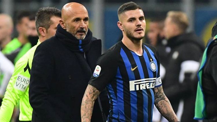 Luciano Spalletti dan striker Inter Milan, Mauro Icardi. Copyright: © Getty Images