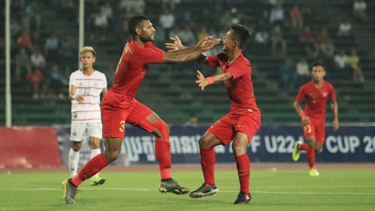 Aksi selebrasi pemain Timnas Indonesia usai Marinus mencetak gol Copyright: © PSSI