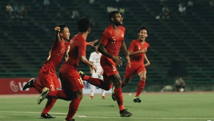 Selebrasi dari Skuat Timnas Indonesia U-22. Copyright: © PSSI