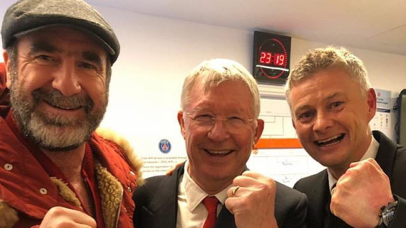Sir Alex Ferguson (tengah) bersama Eric Cantona dan Ole Gunnar Solskjaer Copyright: © Metro.co.uk