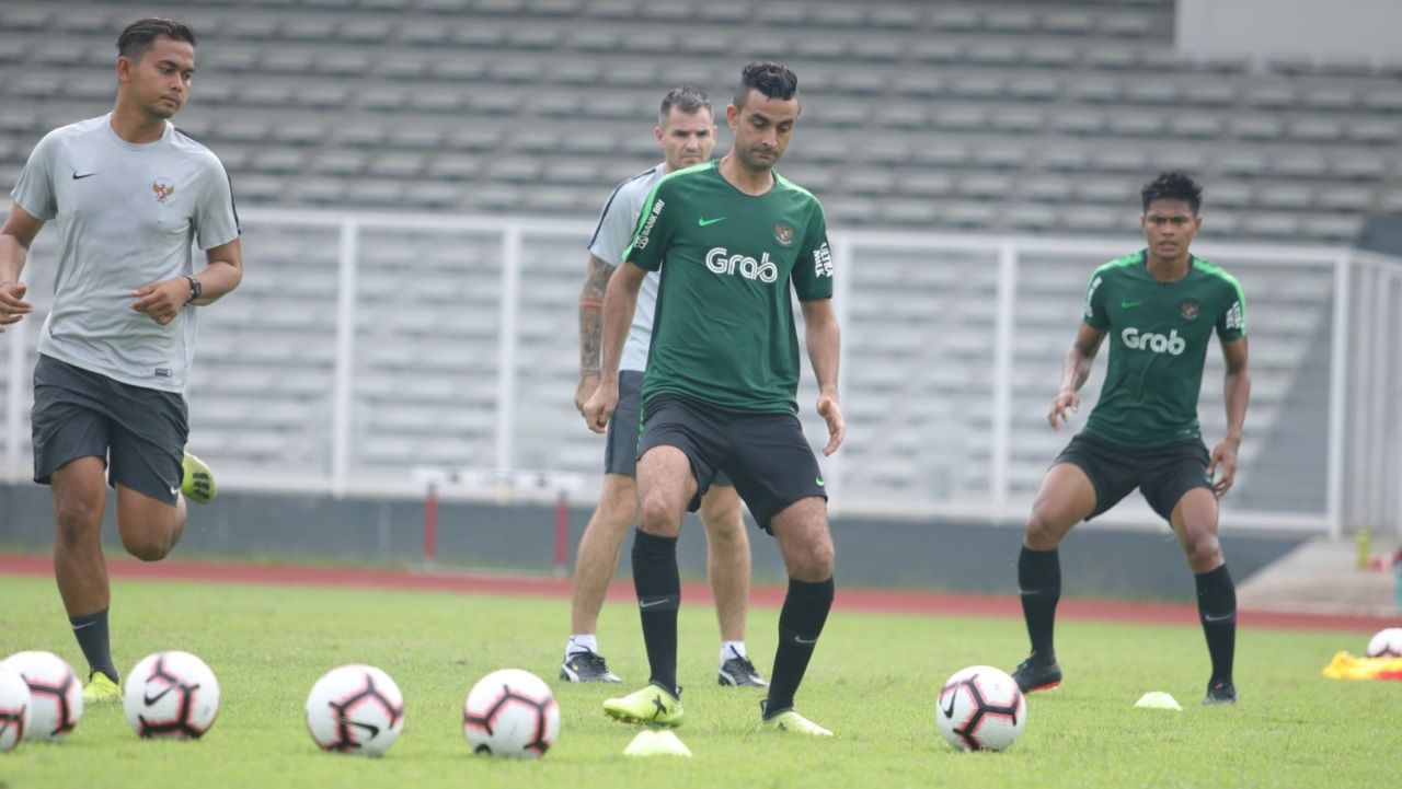 Pemain Timnas Indonesia, Otavio Dutra saat latihan bersama. Copyright: &copy; PSSI/Naufal Laudza Hidayat