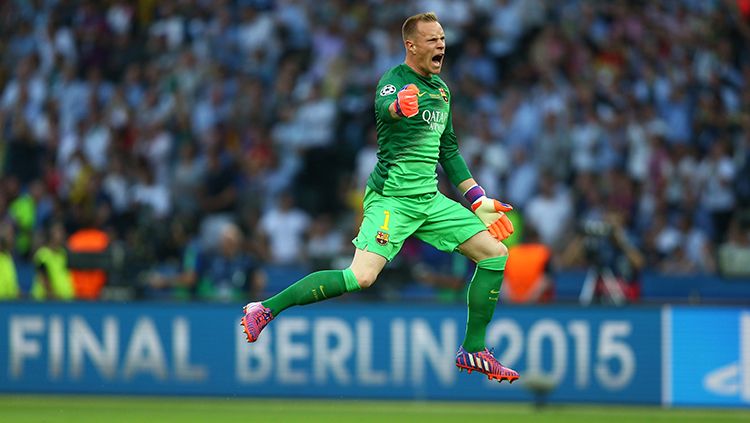 Marc-Andre ter Stegen berselebrasi. Copyright: © INDOSPORT