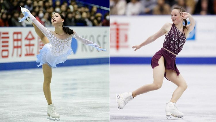 Skater Mariah Bell (kanan) lukai rivalnya dengan pisau di sepatunya Copyright: © AFP/Martin BUREAU